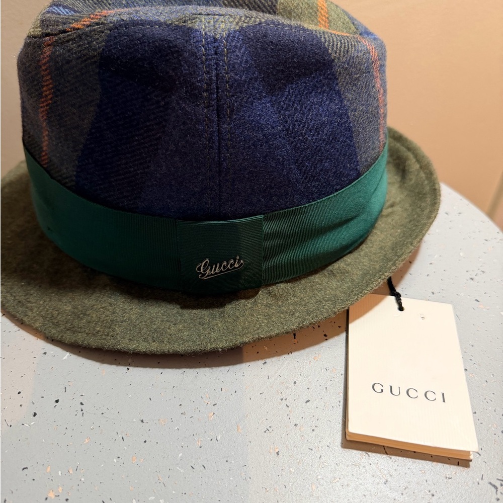 Gucci Blue and Green Plaid Hat - Picture 2 of 5